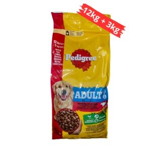 Pedigree 12+3kg Adult marha+zöldség  